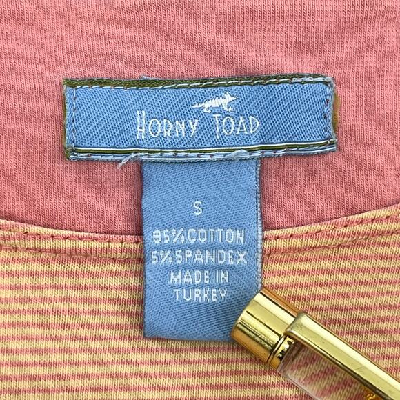 Horny Toad Cropped 3/4 Sleeve Striped Cotton Knit Preppy Plain Shirt Small - Picture 5 of 8